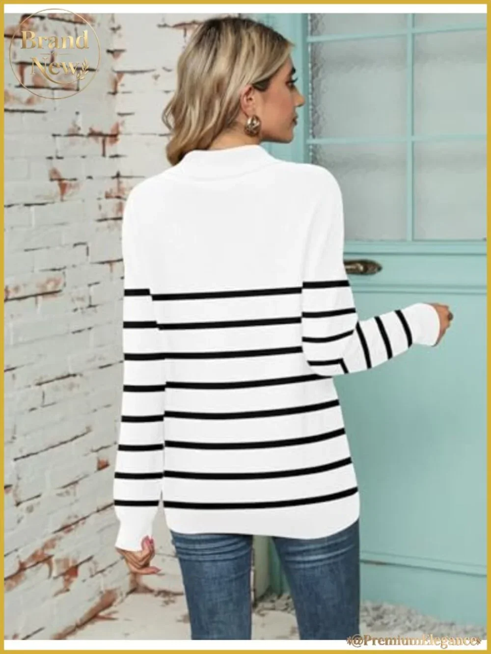 Women V-Neck Long Sleeve Pullover Sweater Oversized Knit Top